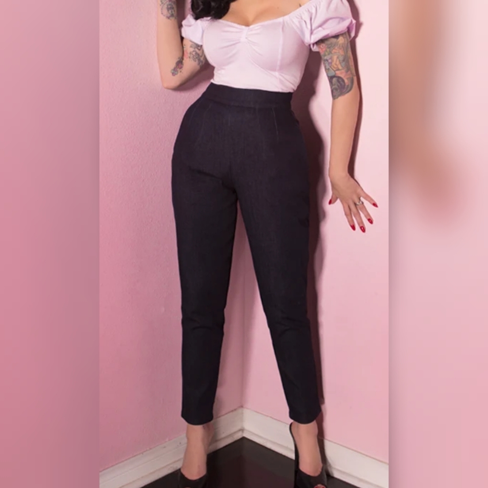 Vixen By Micheline Pitt Denim Cigarette Pants
